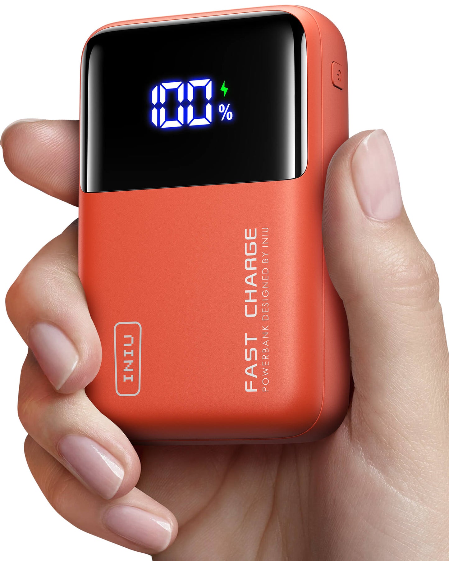 INIU Cougar P63-E1 Power Bank, 100% charge display, FAST CHARGE, orange, 25000mAh.