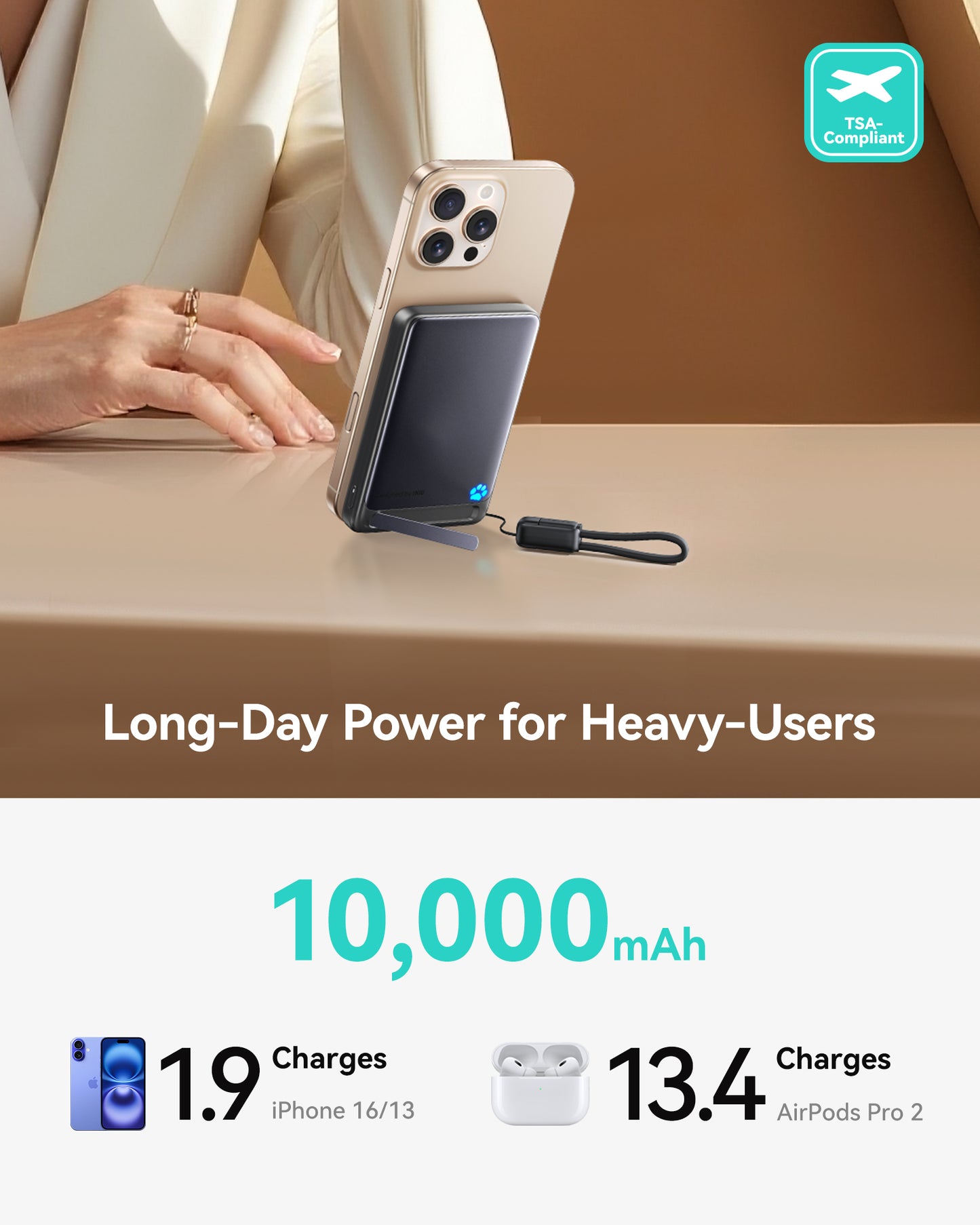 INIU Ładowarka bezprzewodowa SnapGo P73-E1 Qi2 15 W 10 000 mAh