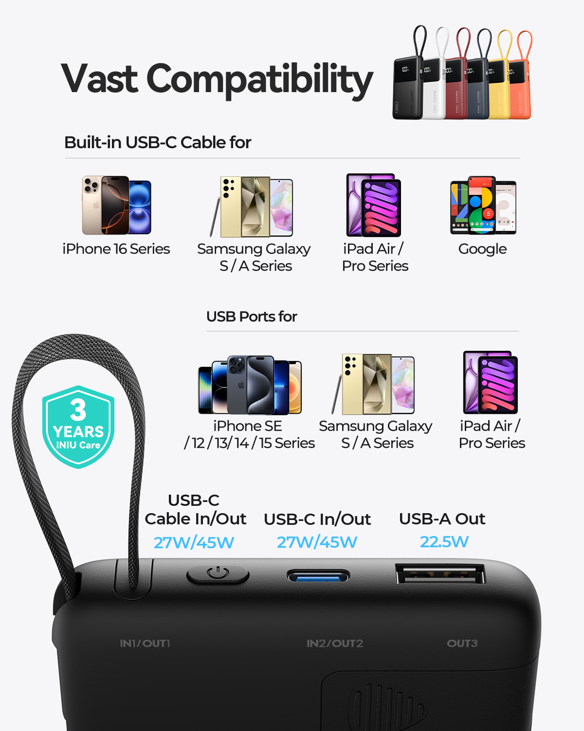 INIU Carry P55L-E2 Power Bank 45W 10000mAh