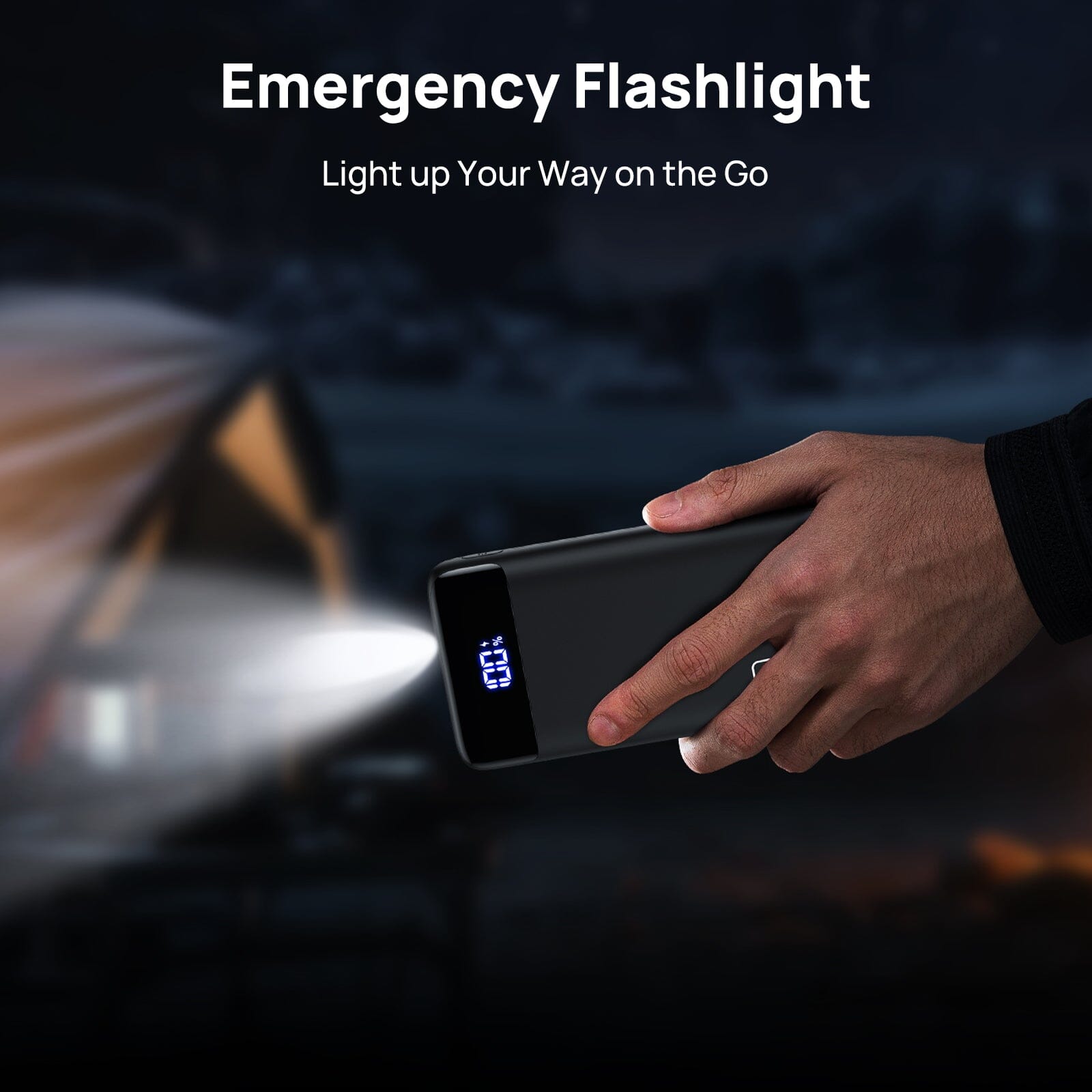INIU B5 Power Bank illuminating like flashlight, Emergency Flashlight, 20000mAh,? light up your way on the go.