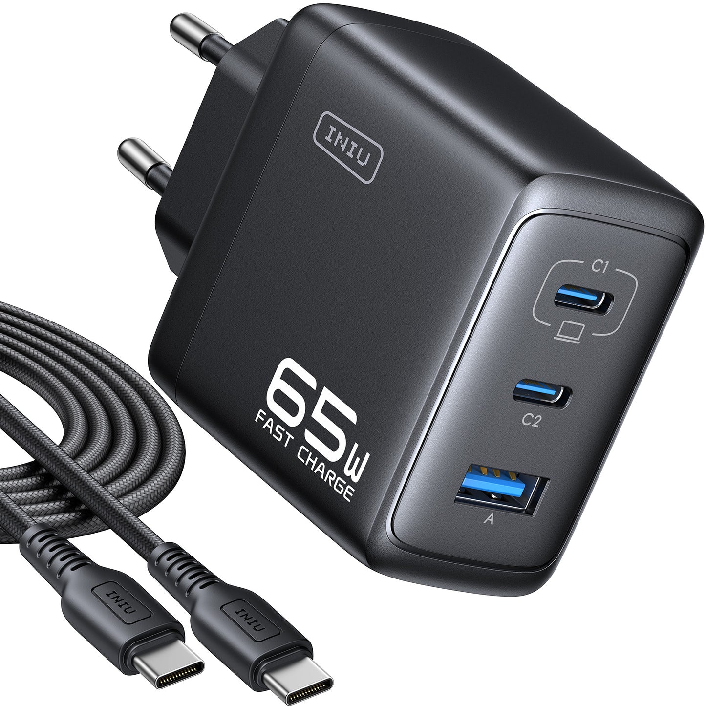 Szybka ładowarka A21-E1 65 W, 3-portowa