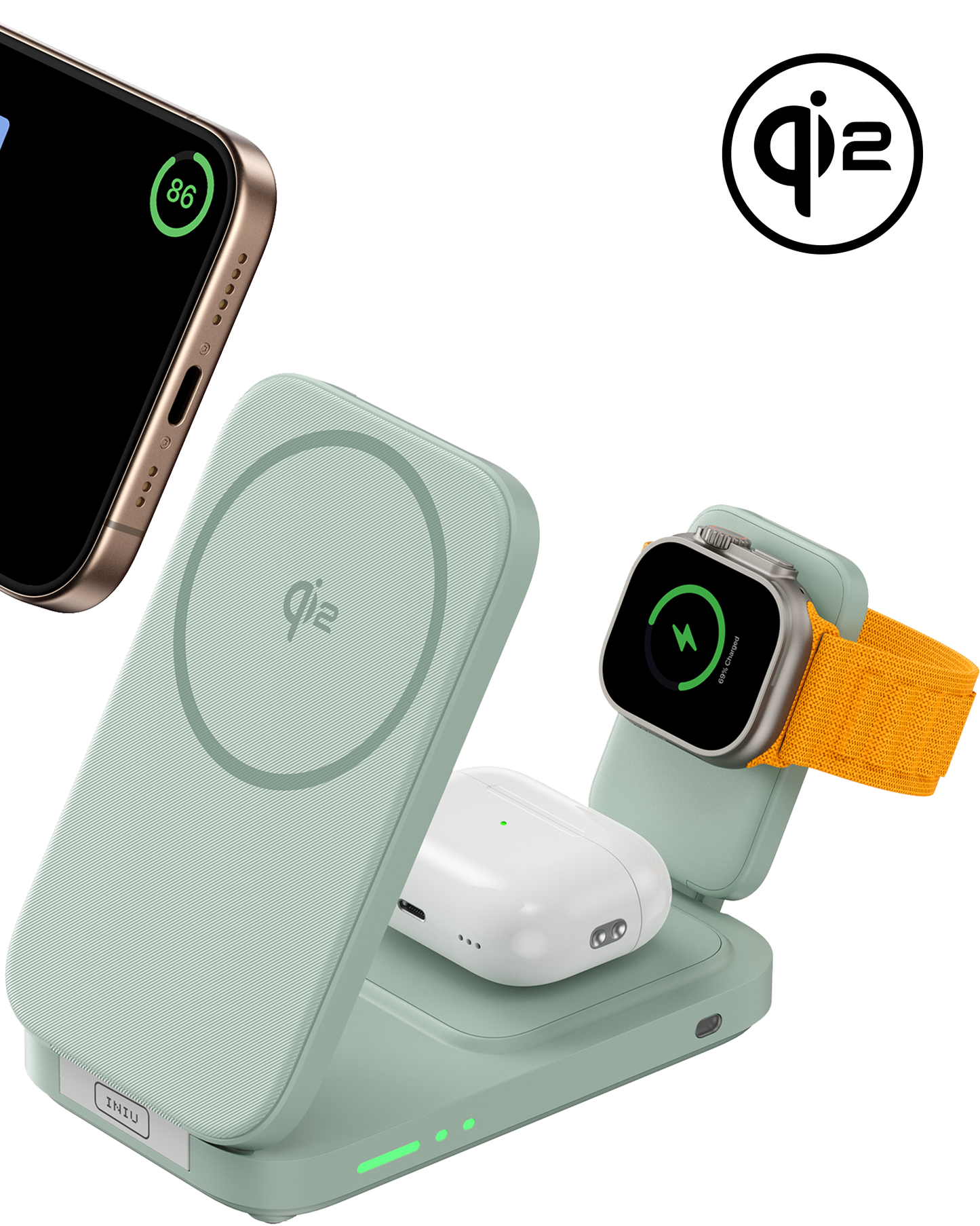 INIU SnapGo W31-E1 Qi2 15W 3 in 1 Magnetic Foldable Wireless Charger