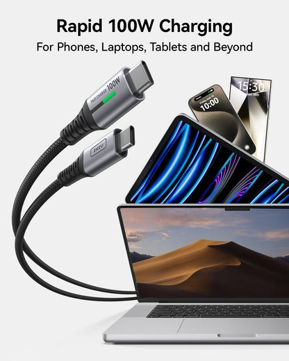 INIU D5CC USB C to C Cable 100W fast charging cable for phones, laptops, and tablets. Rapid 100W charging.