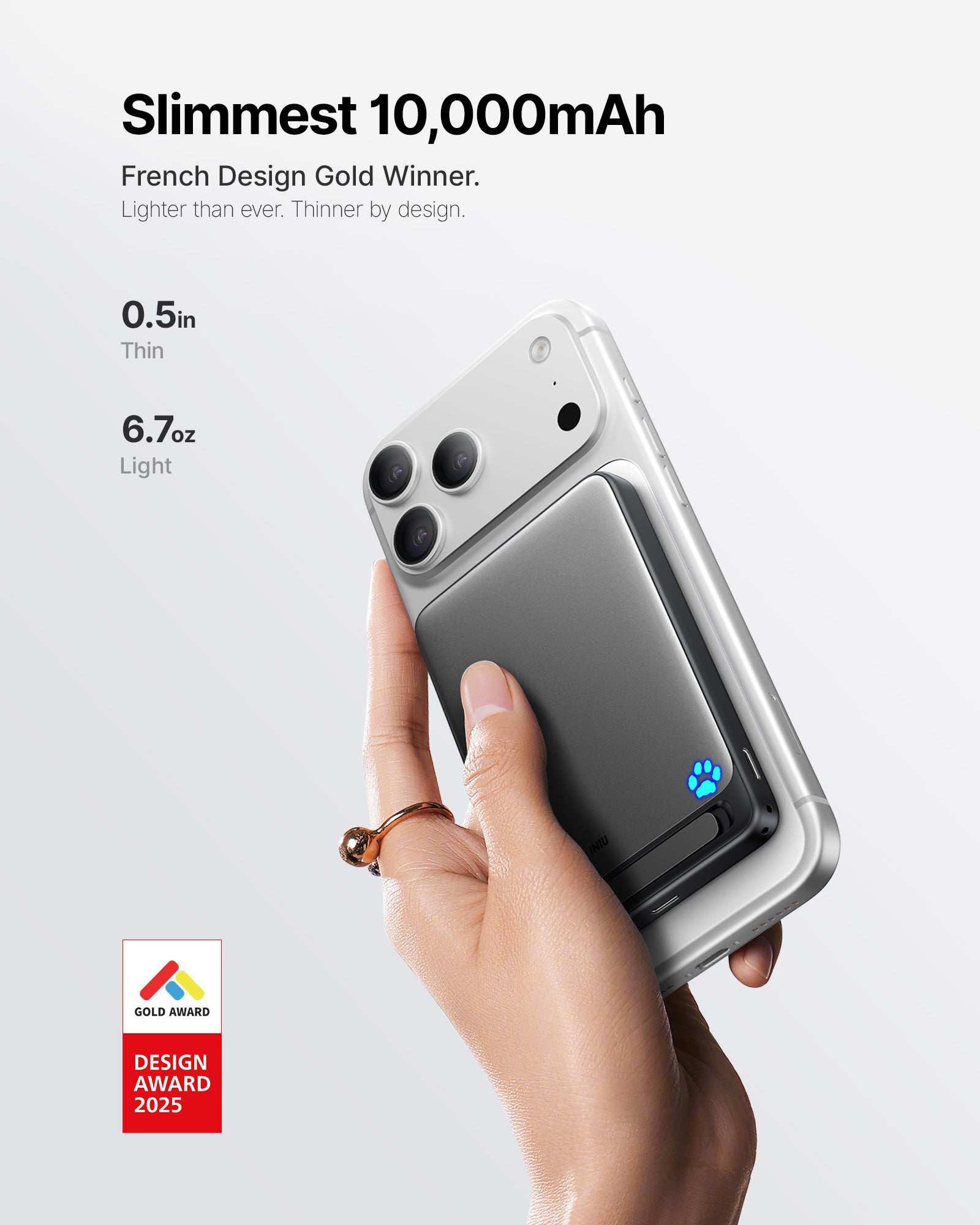 INIU SnapGo P73 Qi2 15W Magnetic Slim Power Bank | 10000mAh