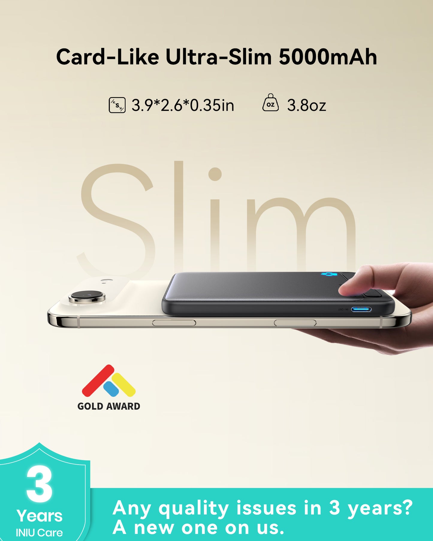 INIU Powerbank SnapGo P71-E1 Magsafe Qi2 15 W, najcieńszy, 5000 mAh