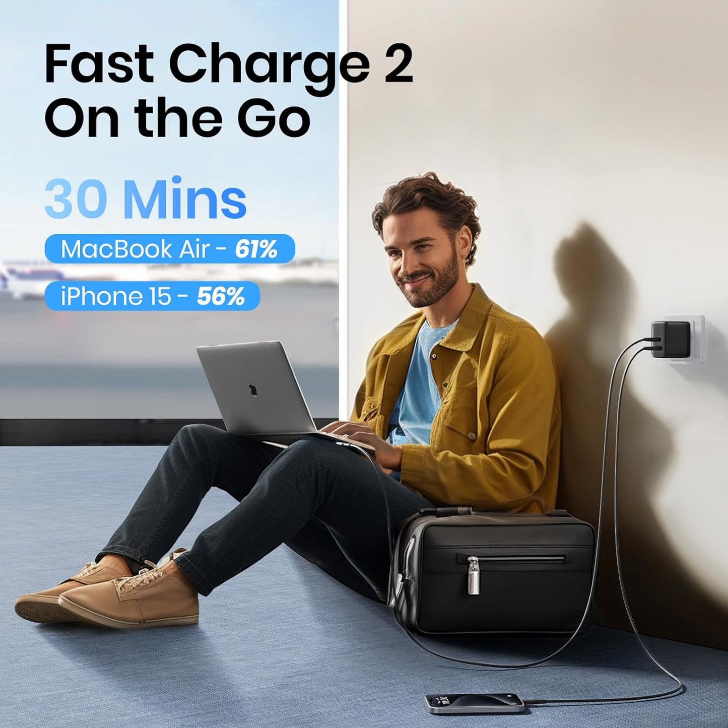 INIU 65W GaN USB-A+USB-C Wall Charger for MacBook Pro/Air iPad iPhone Steam Deck, and More