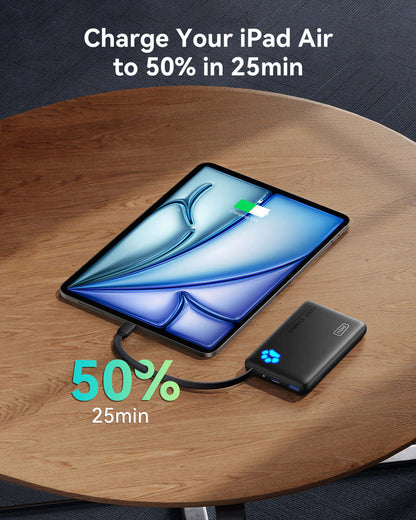 INIU P41L-E1 Power Bank charging iPad Air to 50% in 25 minutes, fast charging with paw indicator