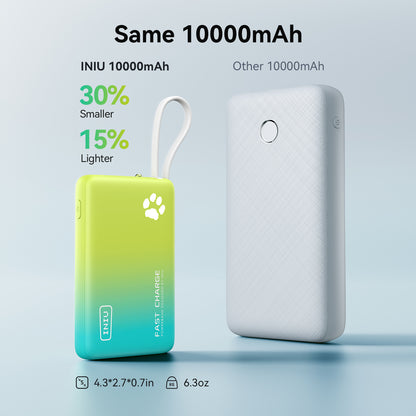 INIU Pawsible P41L-E2 Power Bank with Build in Cable Slimmest 45W 10000mAh