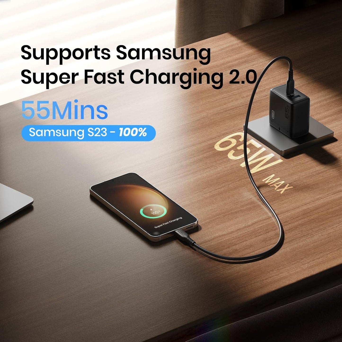 INIU 65W GaN USB-A+USB-C Wall Charger for MacBook Pro/Air iPad iPhone Steam Deck, and More