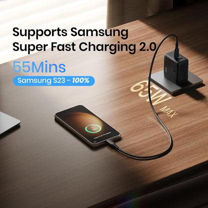 INIU 65W GaN USB-A+USB-C Wall Charger for MacBook Pro/Air iPad iPhone Steam Deck, and More