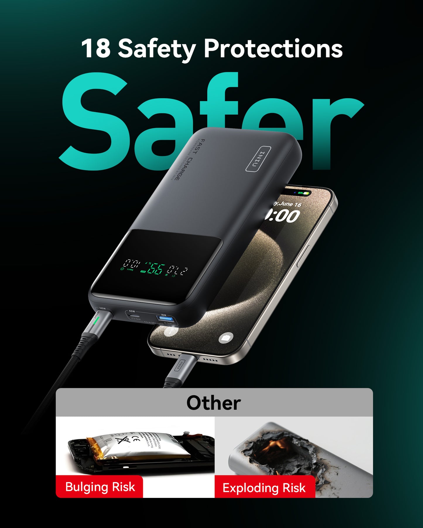 INIU Cougar P64-E1 Power Bank Najszybszy 140 W 25000 mAh