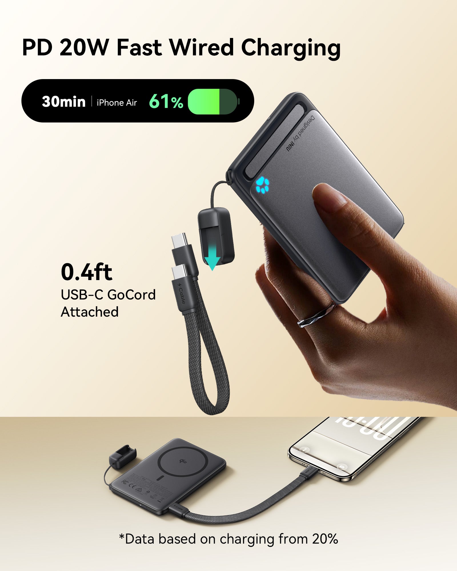 INIU SnapGo P71 Power Bank Magsafe Qi2 15W Slimmest 5,000mAh