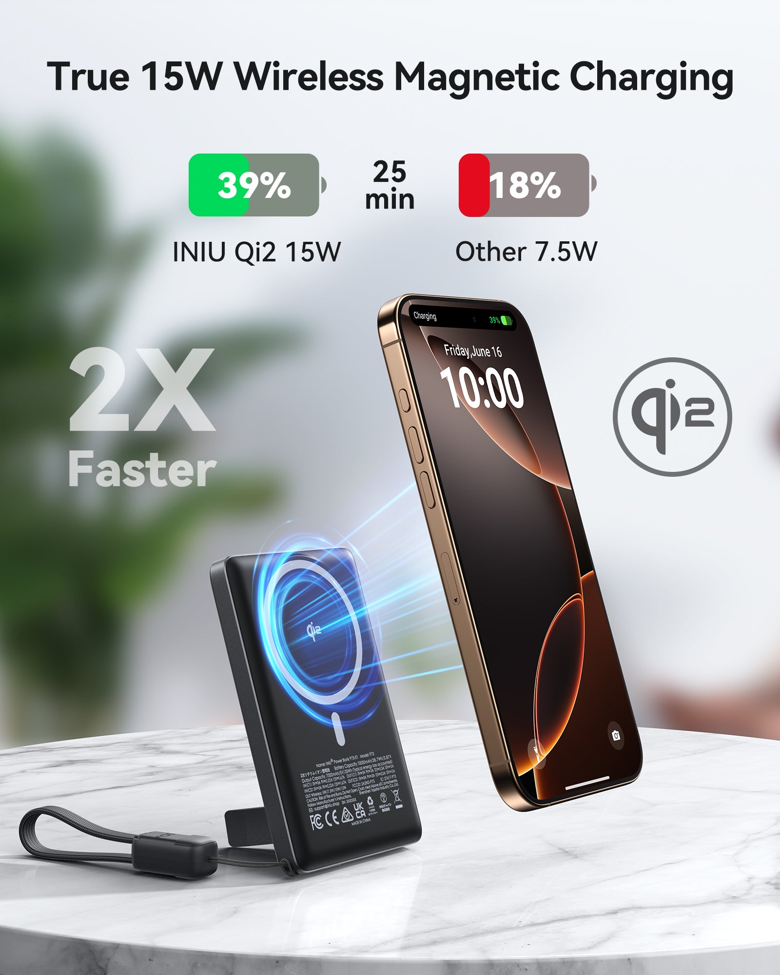 [New] INIU SnapGo P73-E1 Wireless Charger Qi2 15W 10000mAh