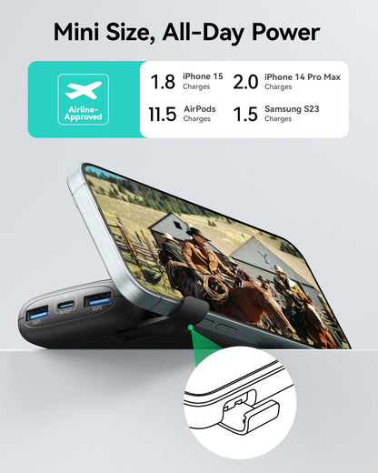 INIU B61 Power Bank 10000mAh, 3-Port Design