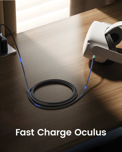 INIU USB C Cable fast charge Oculus, black braided cable & Oculus VR. Fast Charging.