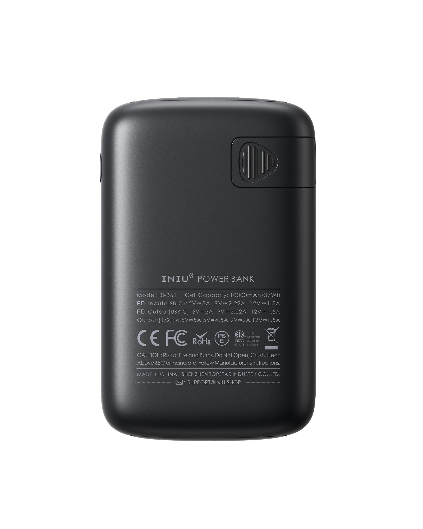 INIU B61 Power Bank, Black, Specifications and Safety Information