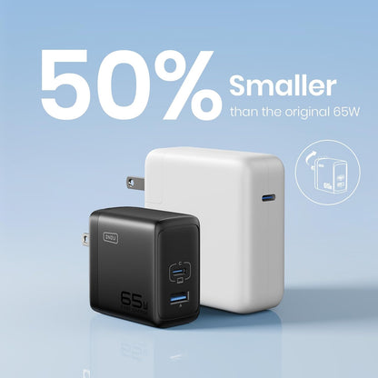 INIU 65W GaN USB-A+USB-C Wall Charger for MacBook Pro/Air iPad iPhone Steam Deck, and More