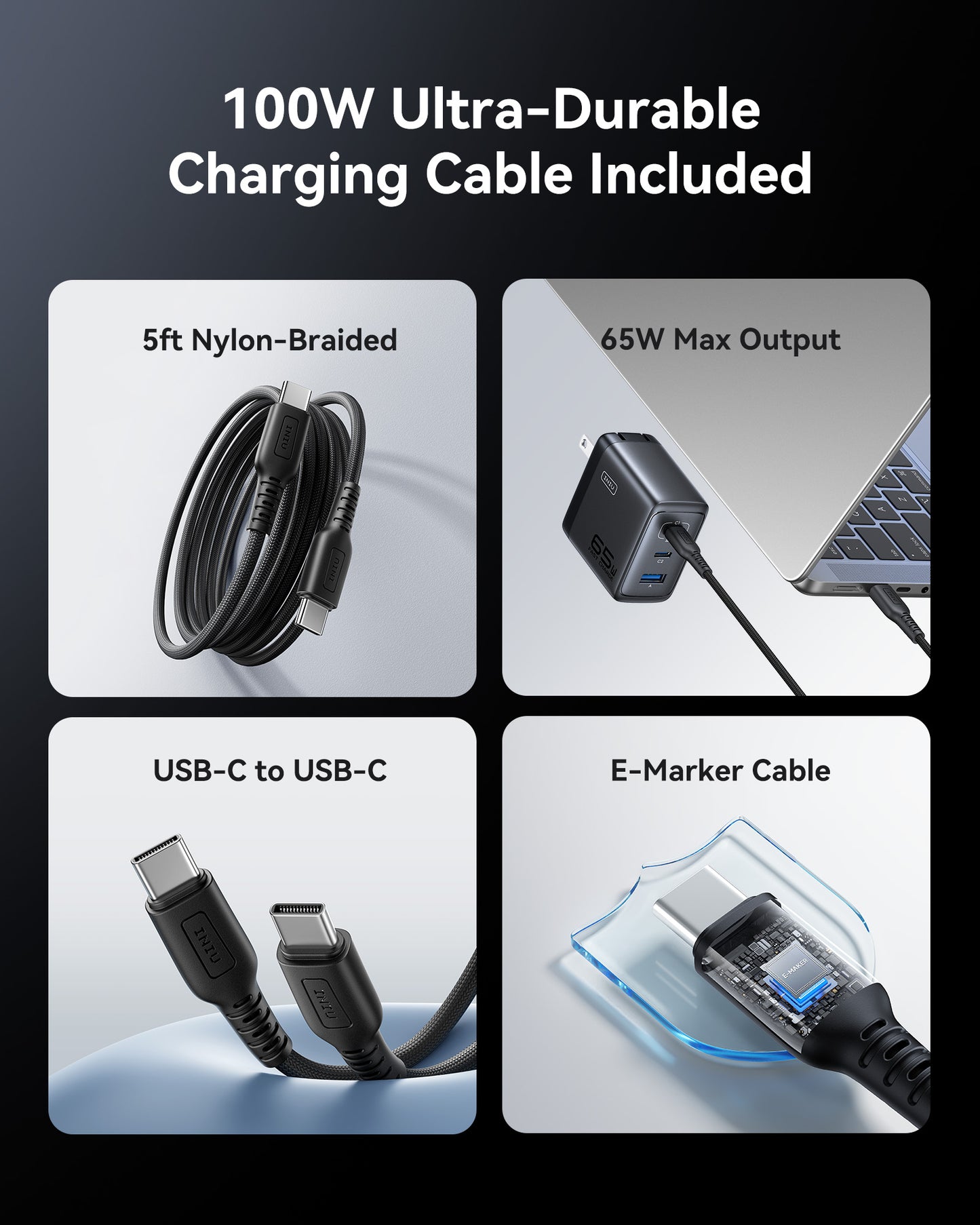 Szybka ładowarka A21-E1 65 W, 3-portowa