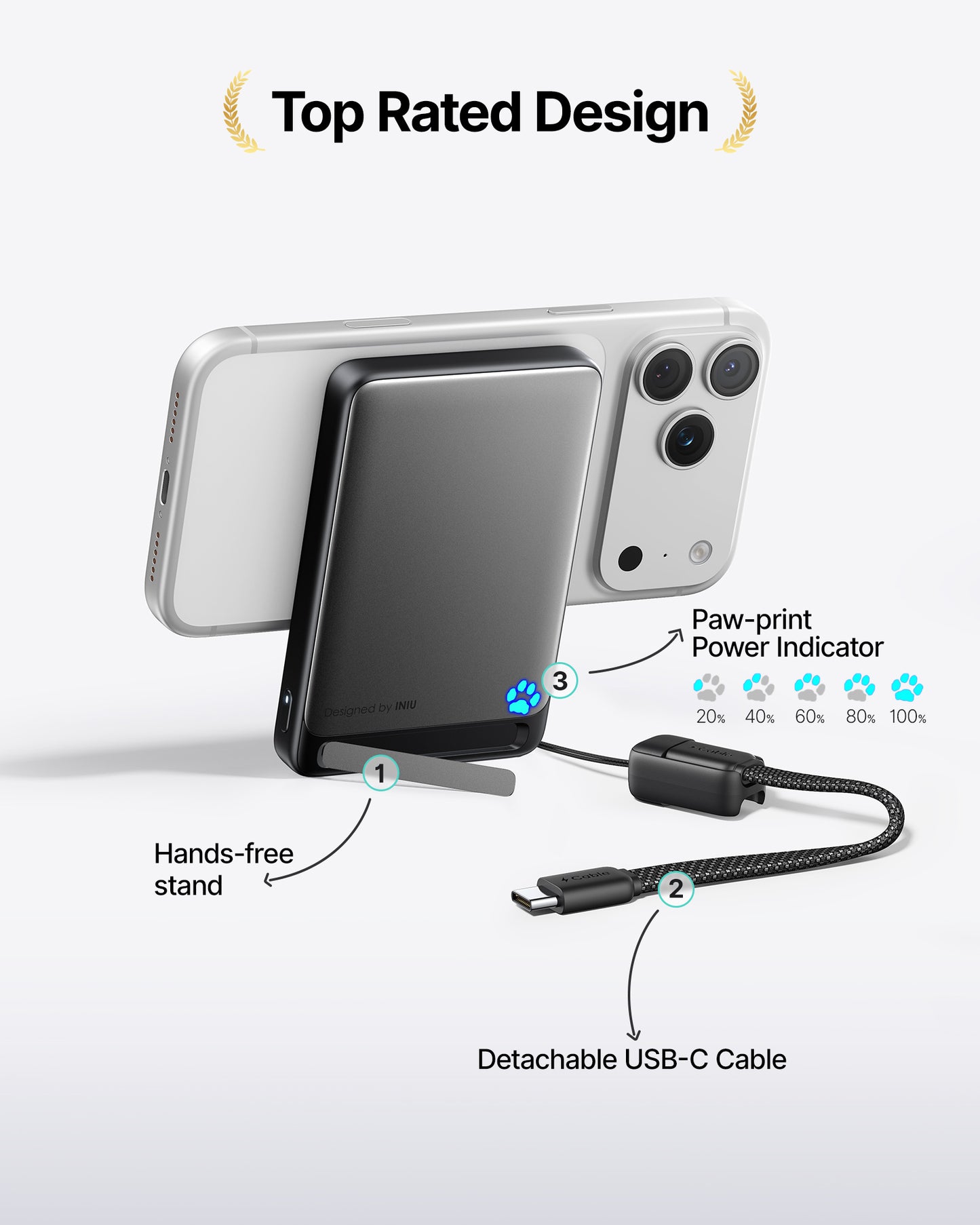 INIU SnapGo P73 Qi2 15W Magnetic Slim Power Bank | 10000mAh