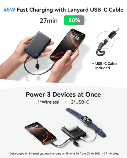 [2 Pack] INIU SnapGo P73-E1 Wireless Charger Qi2 15W 10000mAh