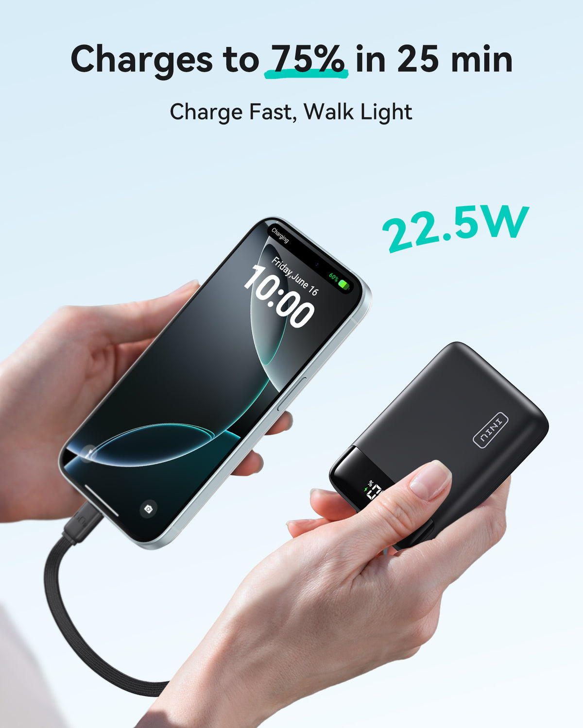INIU Powerbank Carry P512 22,5 W, najmniejszy, 20000 mAh