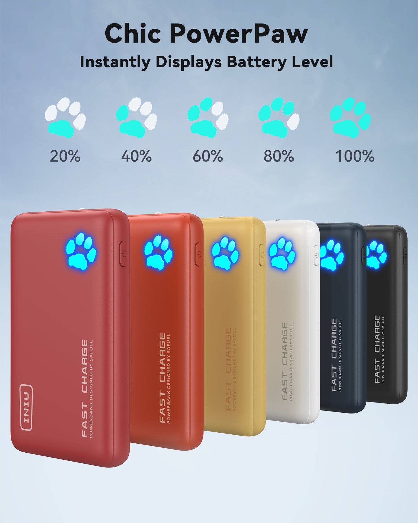 INIU Pawsible P41 Power Bank, Fast Charge, 22.5W, 10000mAh