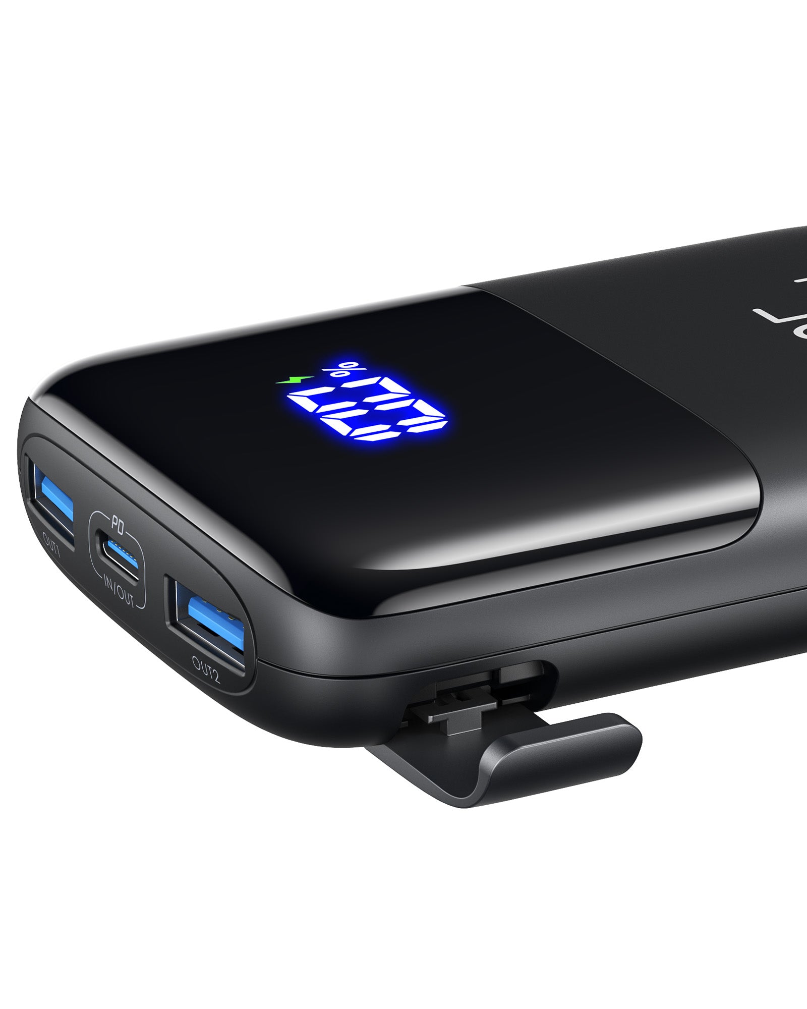 INIU B61 Power Bank - Black power bank with 100% charge display and USB-C ports, 22.5W Fast Charging design