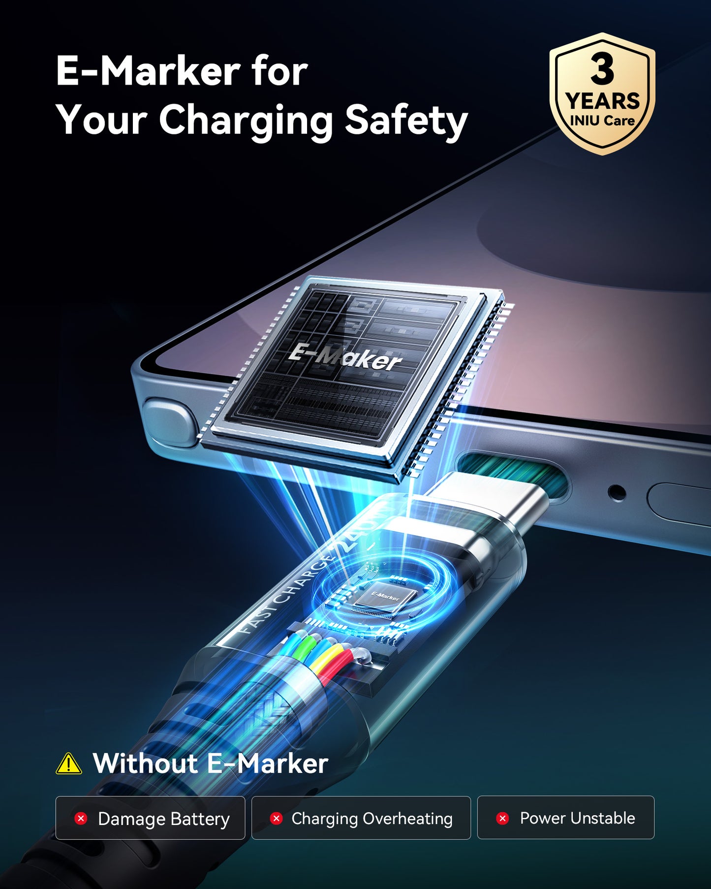 INIU Kabel USB C do C D7CC 240 W (6,6 stopy, 2 sztuki)