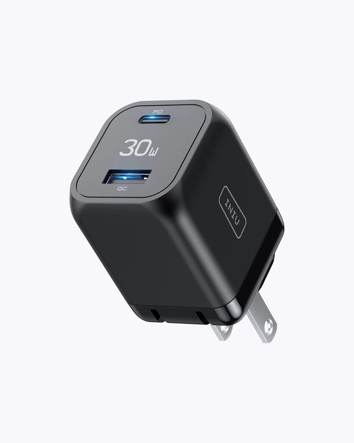 INIU I611 30W Dual Port Charger - Black, compact charger with PD and QC ports, fast charging