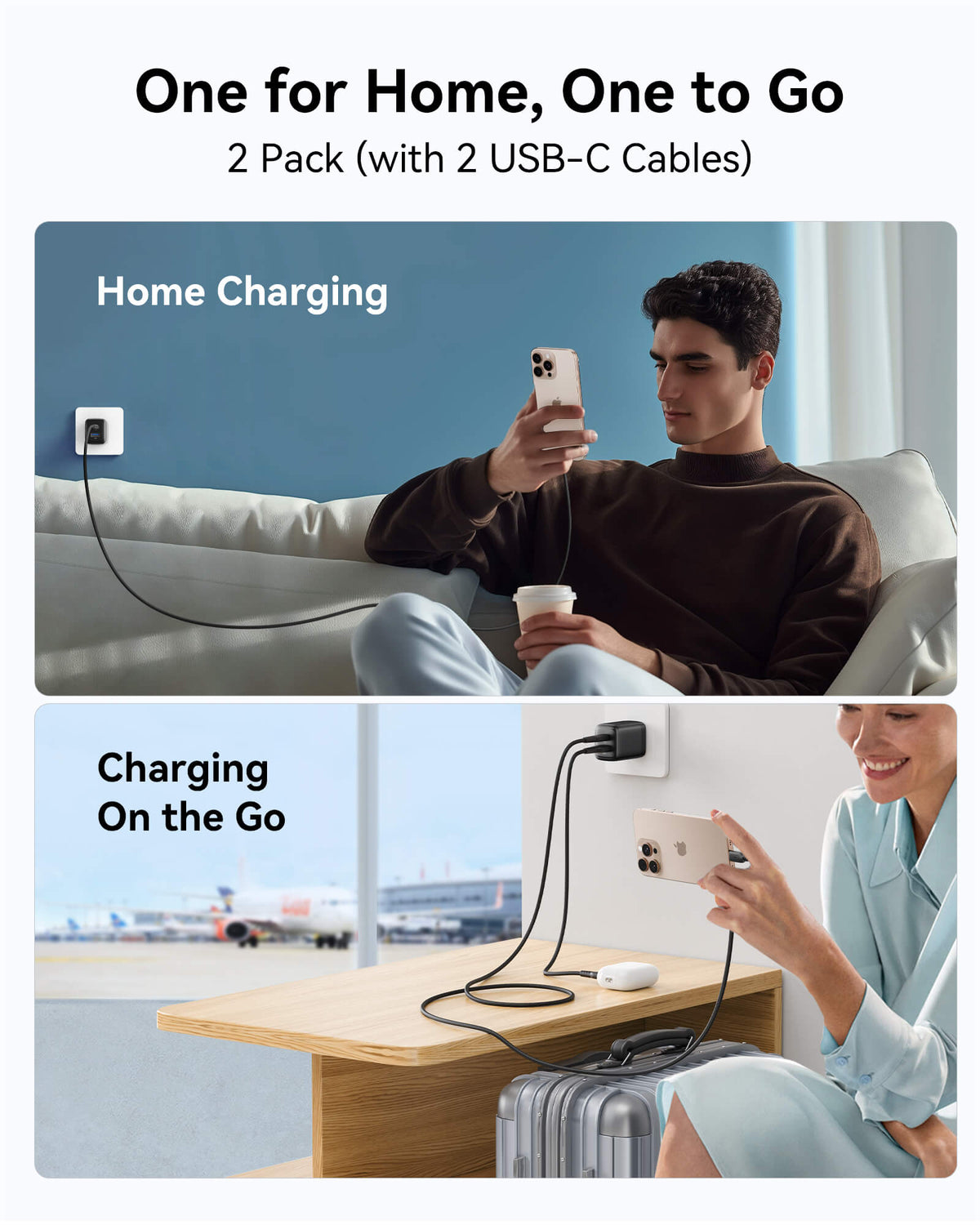 Black Friday deal: Dual port 30W charger for home and travel charging two devices, perfect tech gift.