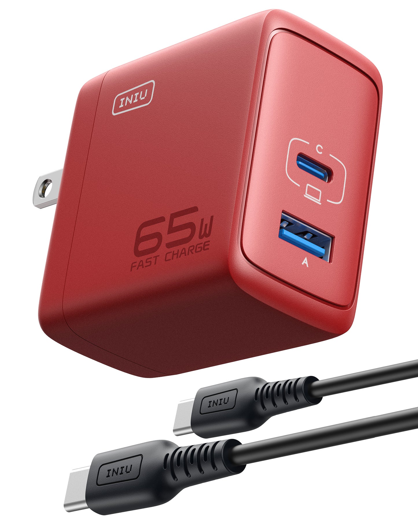 INIU I625 65W USB A+C Ports Wall Charger, GaN Material