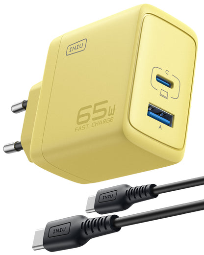 INIU I625 65W USB A+C Ports Wall Charger, GaN Material