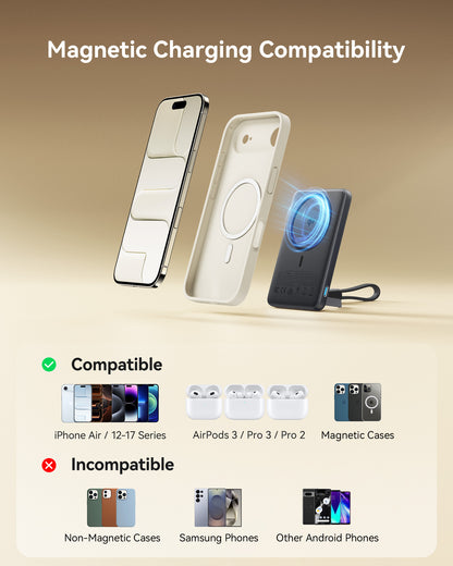 INIU Powerbank SnapGo P71-E1 Magsafe Qi2 15 W, najcieńszy, 5000 mAh