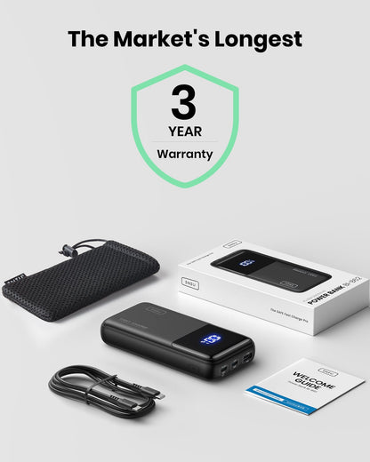 INIU B62 Power Bank,20000mAh 65W USB C Laptop Portable Charger, PD QC Fast Charging 3-Output for iphone,ipad.etc