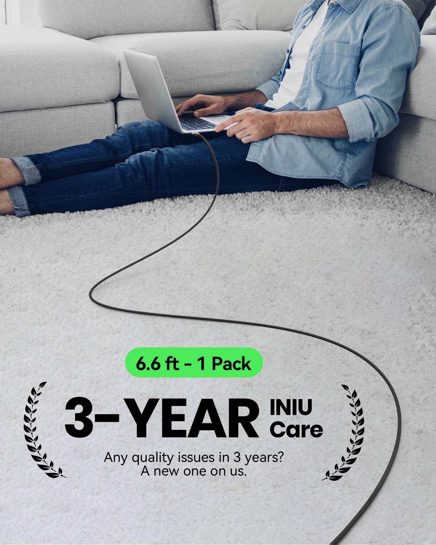 INIU D5CC USB C to C 100W Cable Black