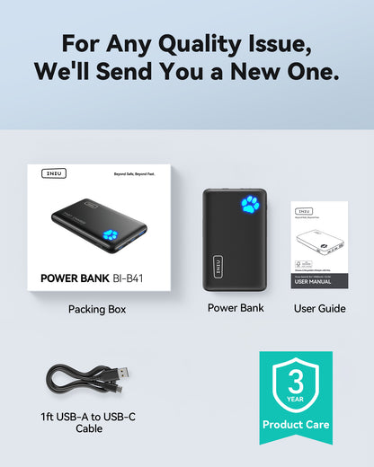 INIU Pawsible P41 Power Bank, Fast Charge, 22.5W, 10000mAh
