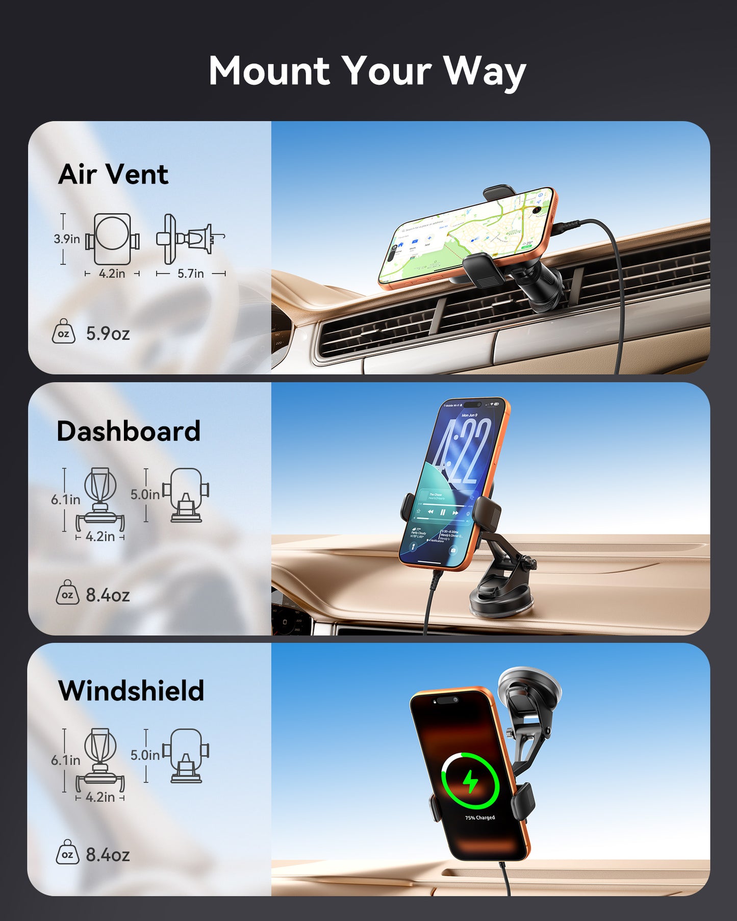 INIU SnapGo V11-E1 Qi2 15W Magnetic Wireless Car Charger