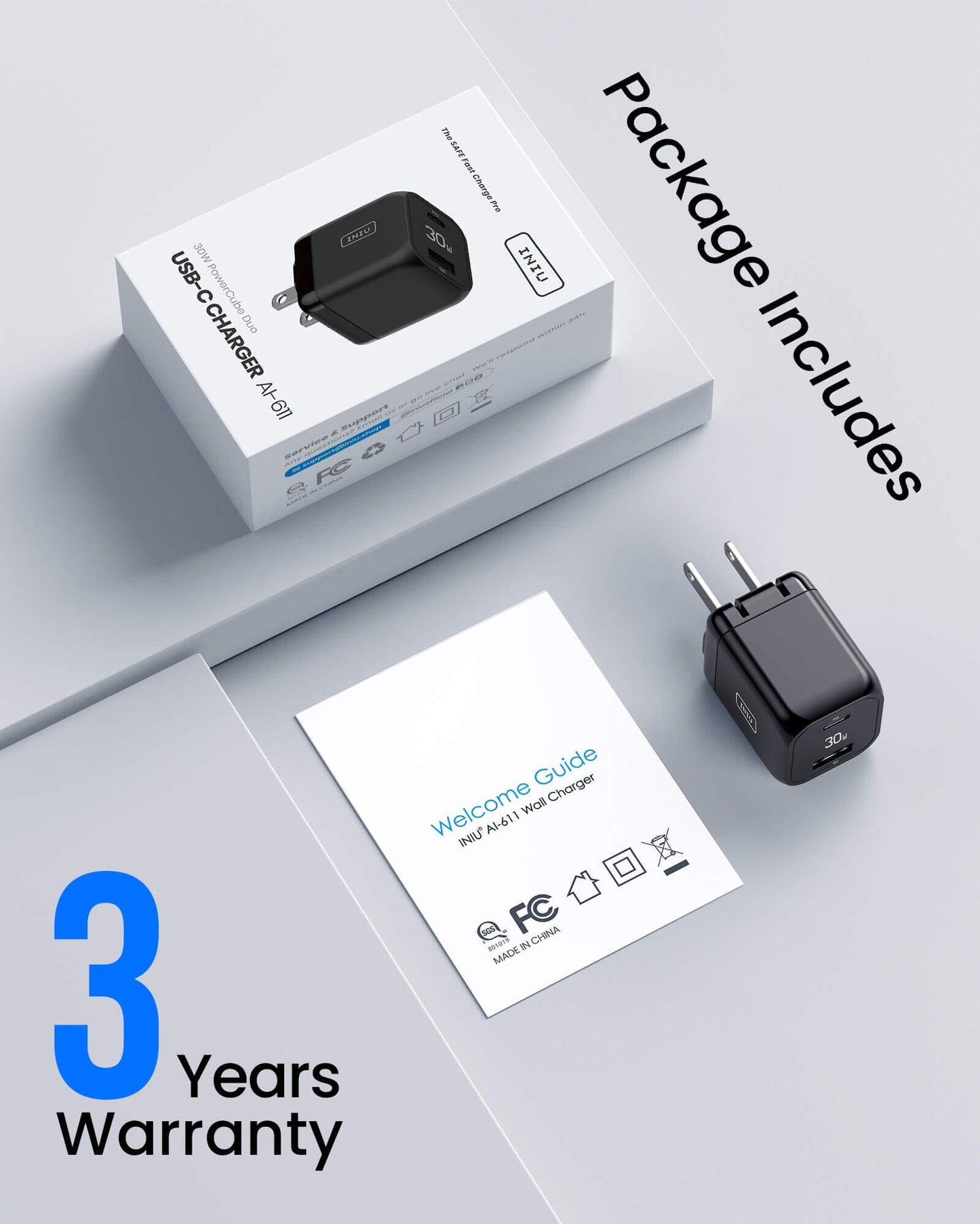 [EU/US] INIU I611 Dual Port Charger 30W,Compatible with iPhone 14 13 12 Pro Samsung S21 Google LG iPad Tablet, etc.
