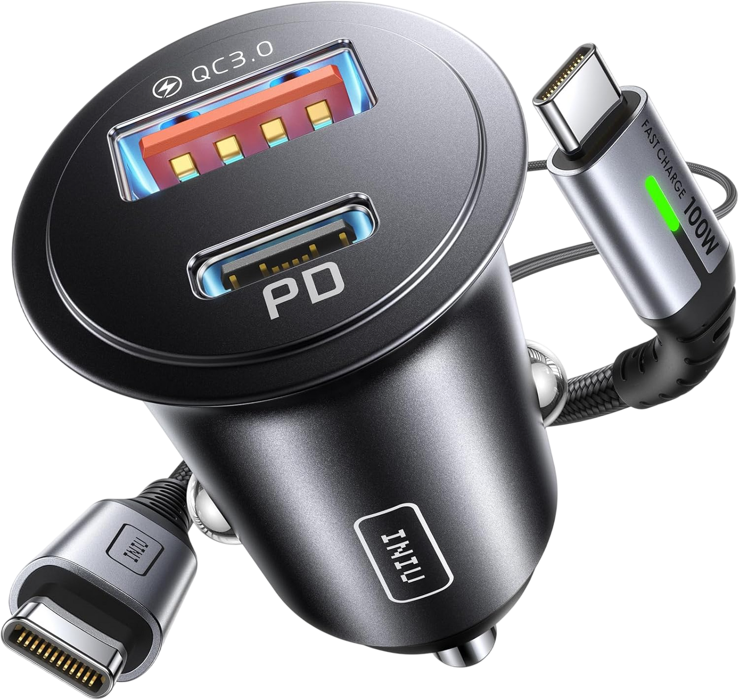 INIU 60W 2-Port Car Charger with 100W USB-C Cable