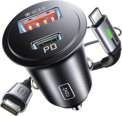 INIU 60W 2-Port Car Charger with 100W USB-C Cable