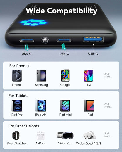 INIU Pawsible P41 Power Bank, Fast Charge, 22.5W, 10000mAh