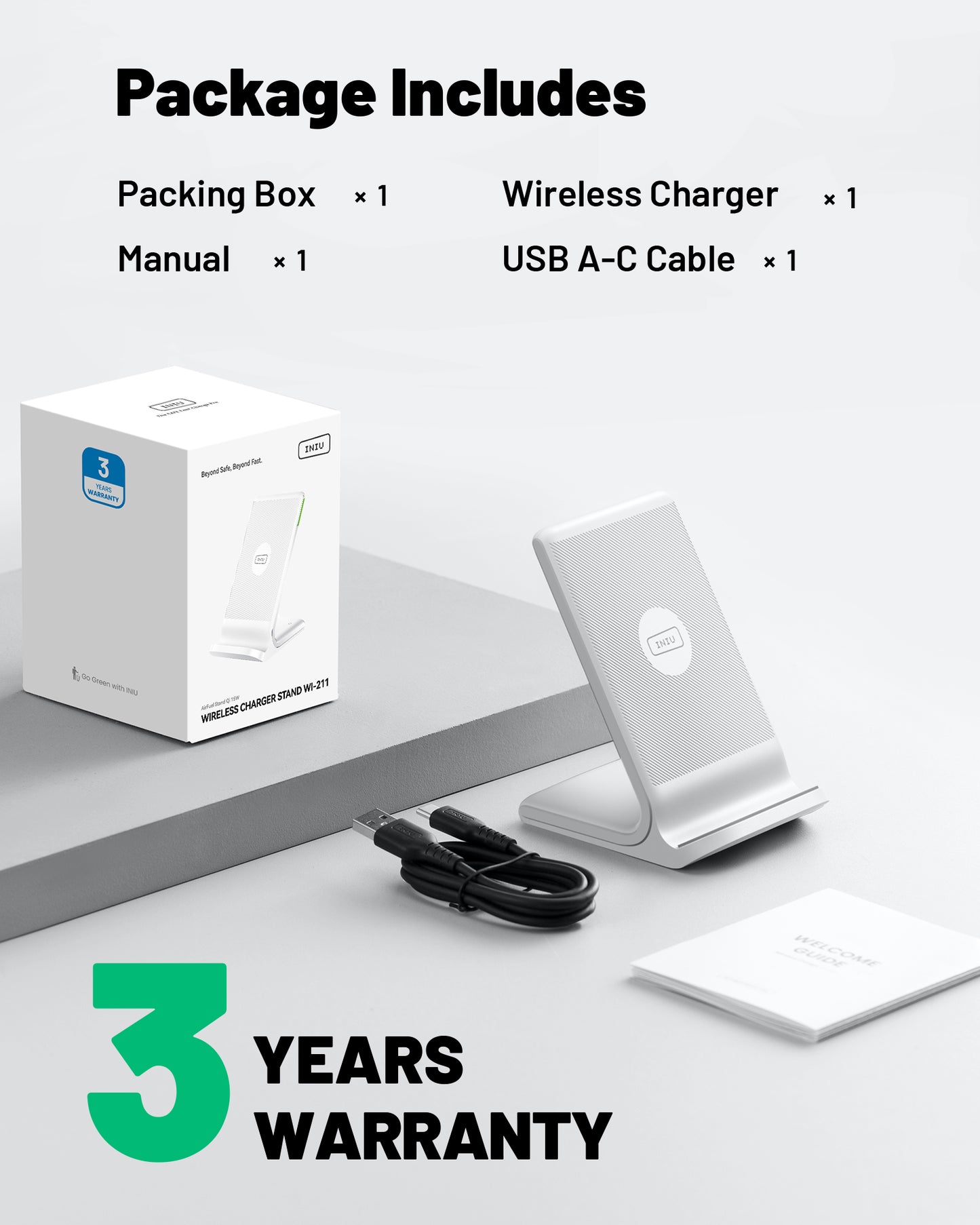 INIU I211-White 15W Qi-Certified Wireless Charger
