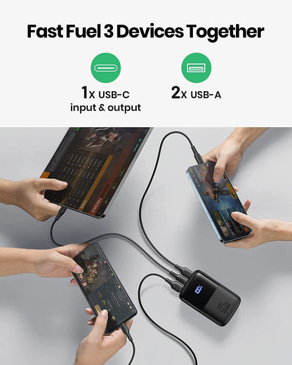 INIU B61 10000mAh, 3-Port Design,Compatible with iPhone 14 13 12 Pro Samsung S21 Google LG iPad Tablet, etc.