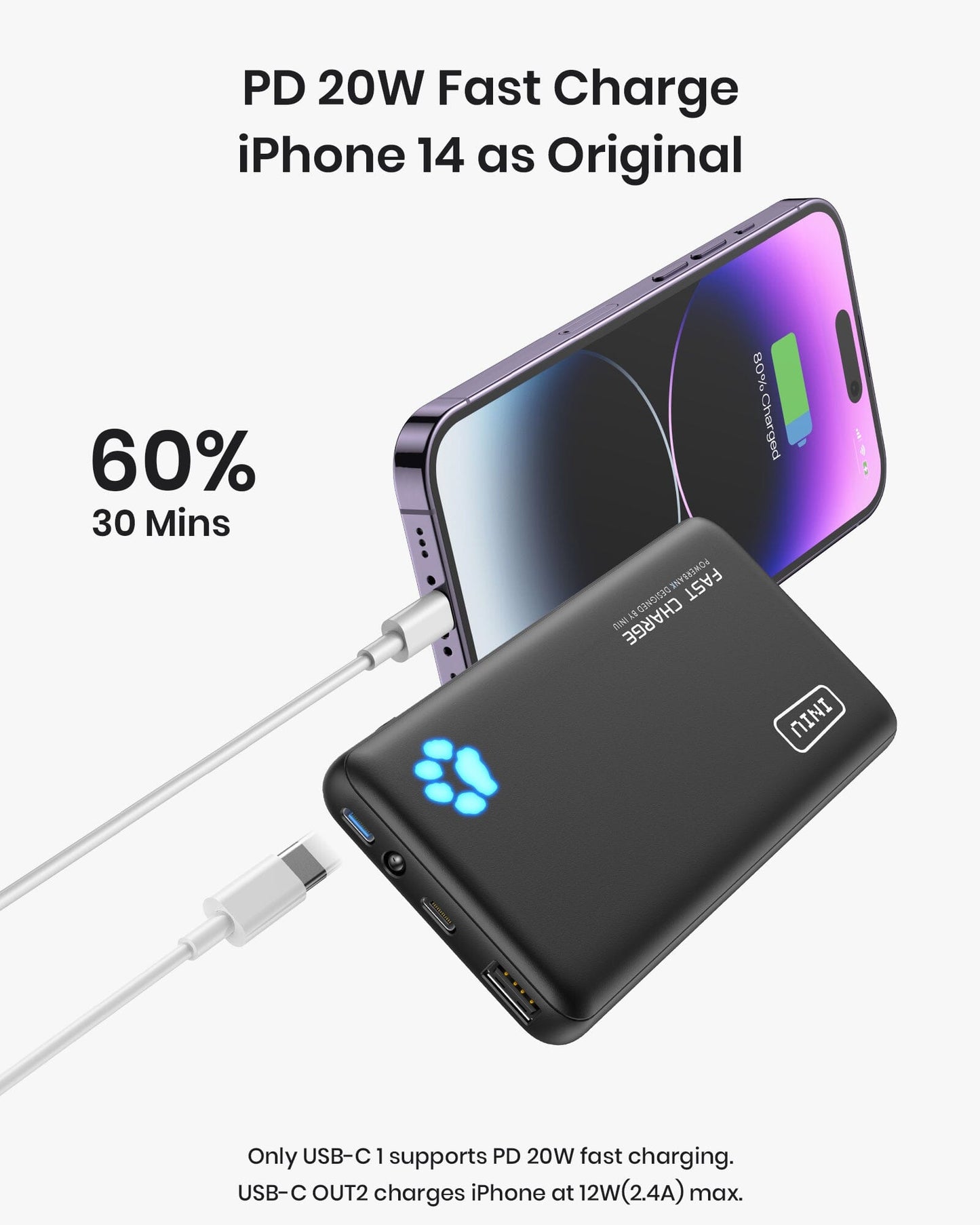 INIU B3 Portable Charger, 20W PD3.0 Slimmest 10,000mAh