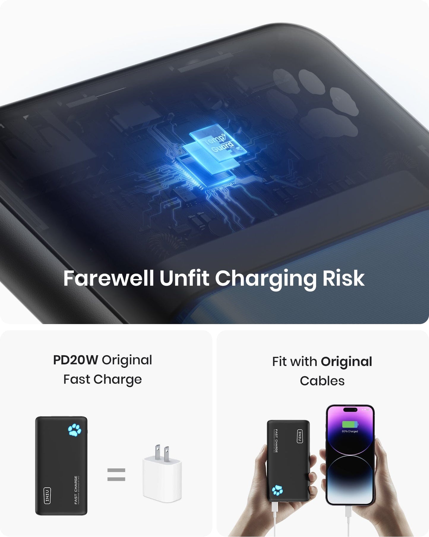 INIU B3 Portable Charger, 20W PD3.0 Slimmest 10,000mAh