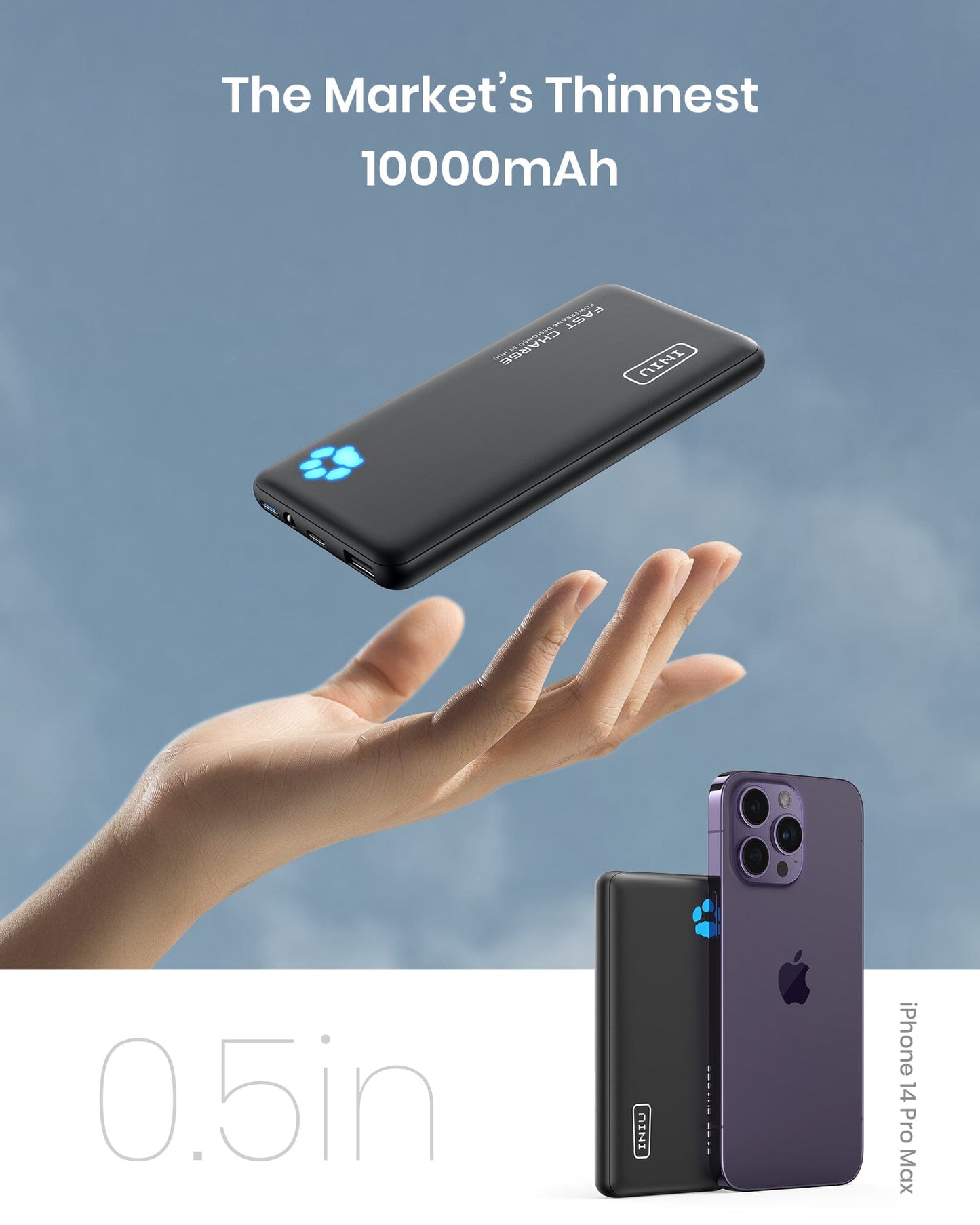INIU B3 Portable Charger, 20W PD3.0 Slimmest 10,000mAh