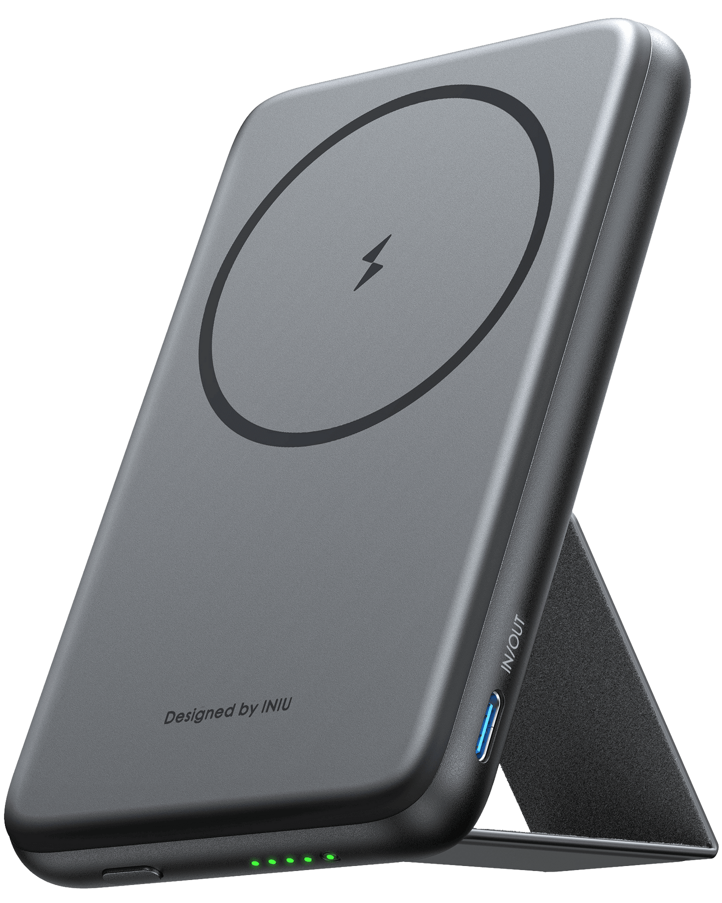 INIU B7 Handy Magsafe Power Bank - Gray, MagSafe, Built-in Stand. Designed by INIU for iPhone.