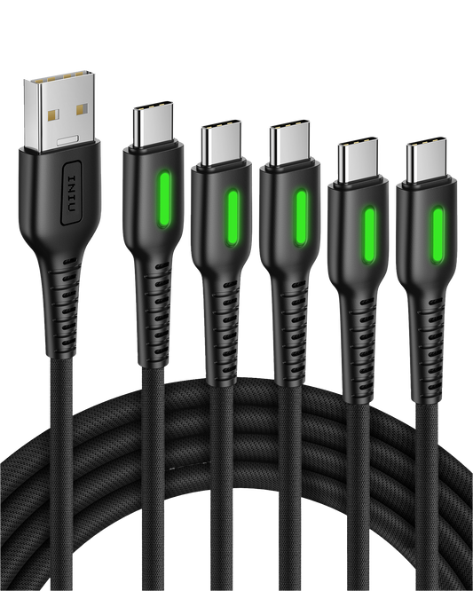 INIU D3C Nylon USB C Cable (3.3*2+6*2+10ft, 5-Pack)