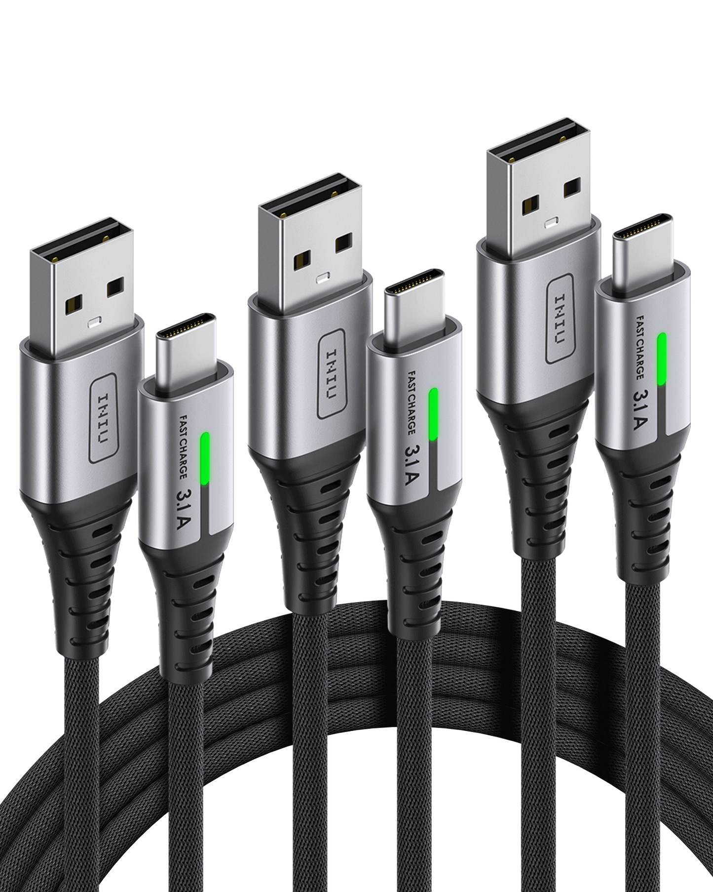 Black Friday: 3-pack INIU USB-C cables, 3.1A fast charge, braided black. Gifts for tech guys.