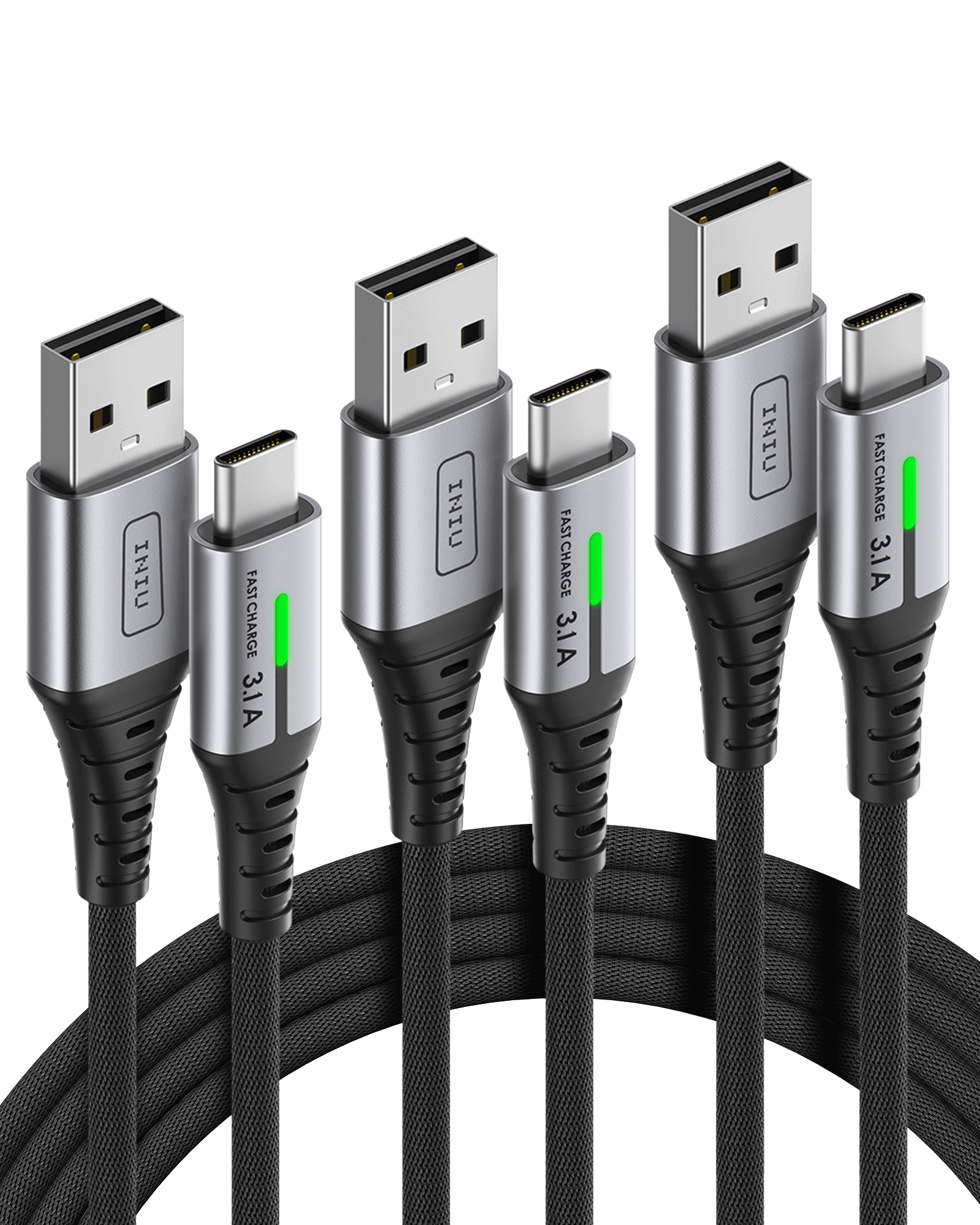 Black Friday: 3-pack INIU USB-C cables, 3.1A fast charge, braided black. Gifts for tech guys.